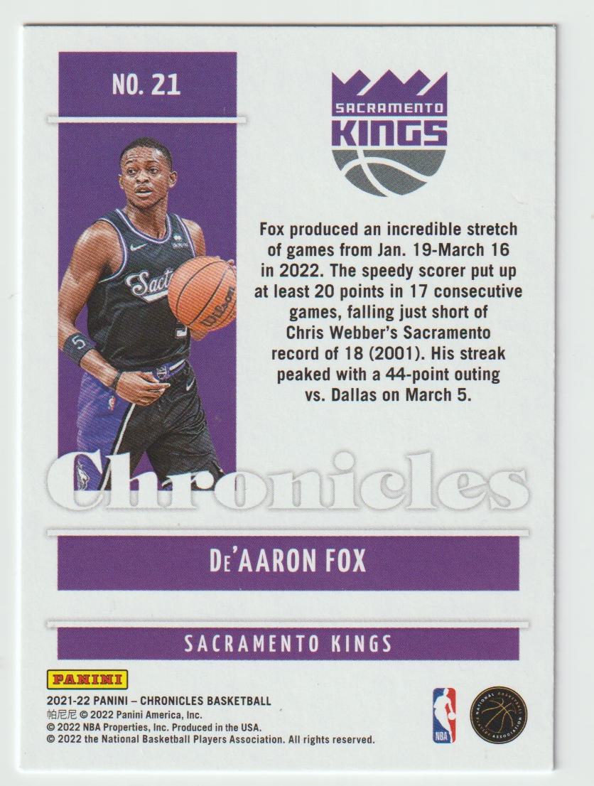 021 De'Aaron Fox - Sacramento Kings