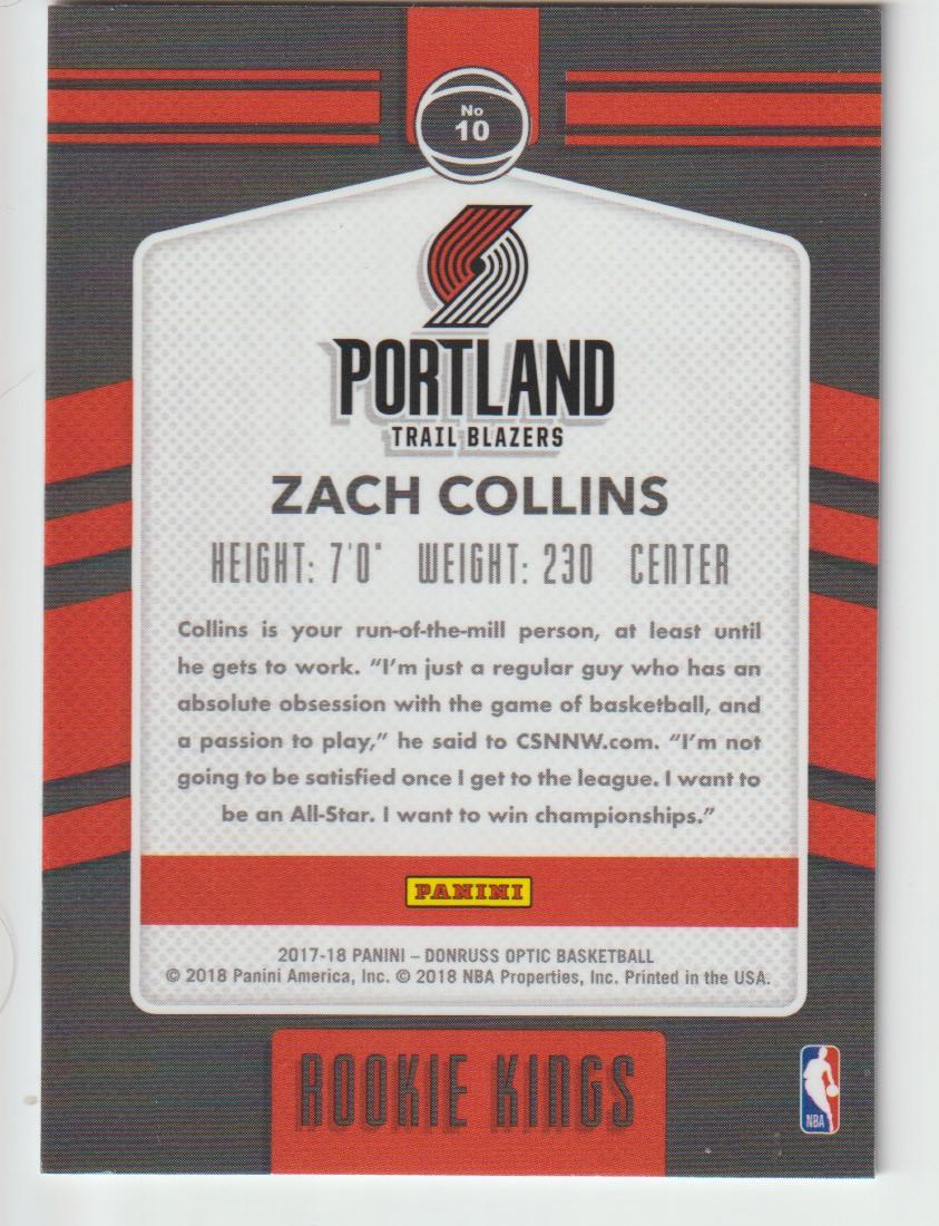 Rookie Kings 010 Zach Collins - Portland Trail Blazers