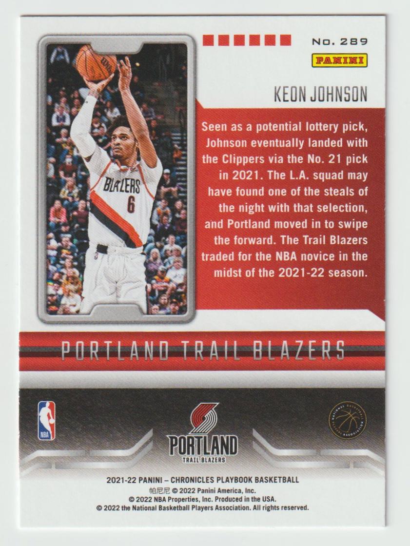 289 Keon Johnson - Portland Trail Blazers Green