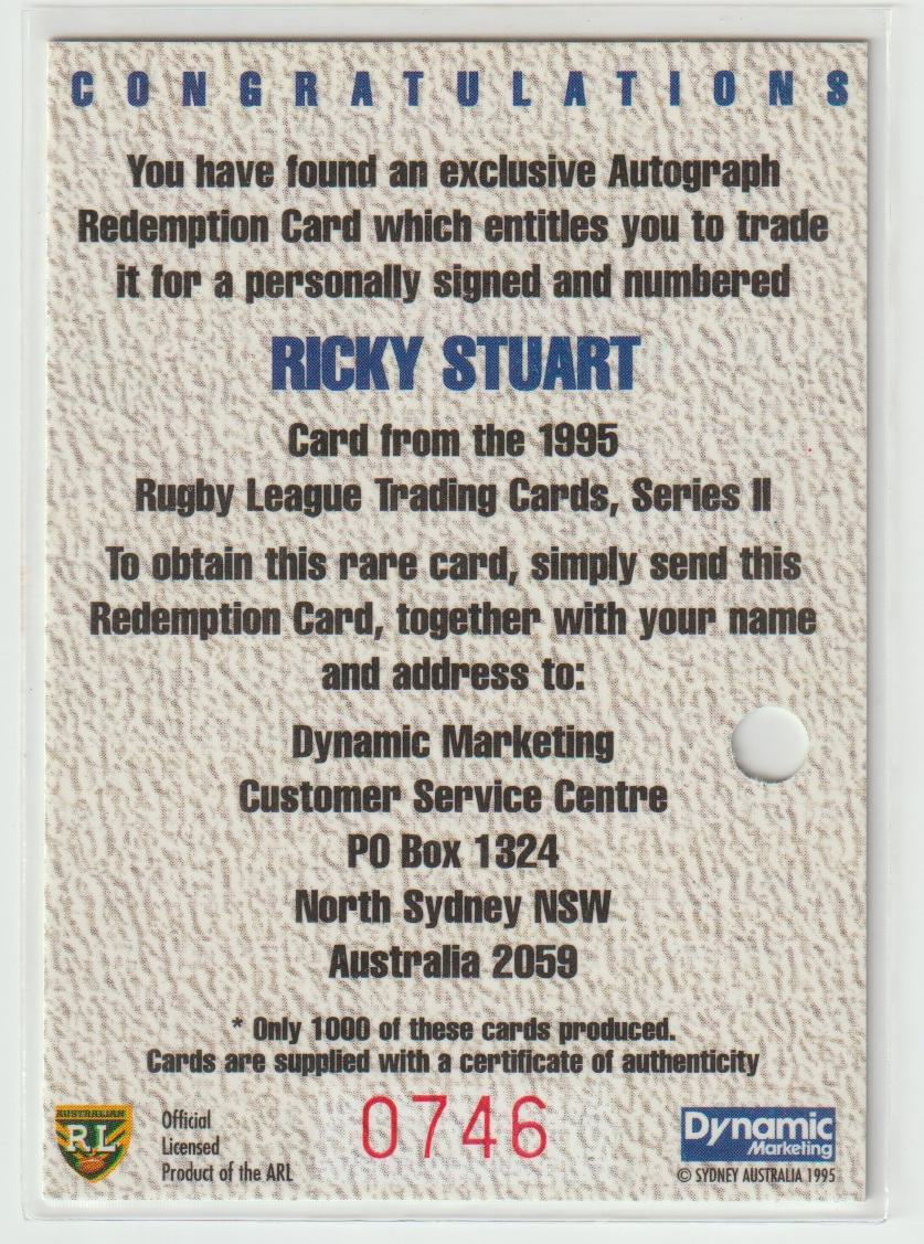 Playmakers P1 Ricky Stuart Canberra Raiders 746/1000