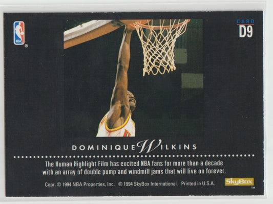 1993/94  Skybox Dynamic Dunks Complete Set of 9 cards