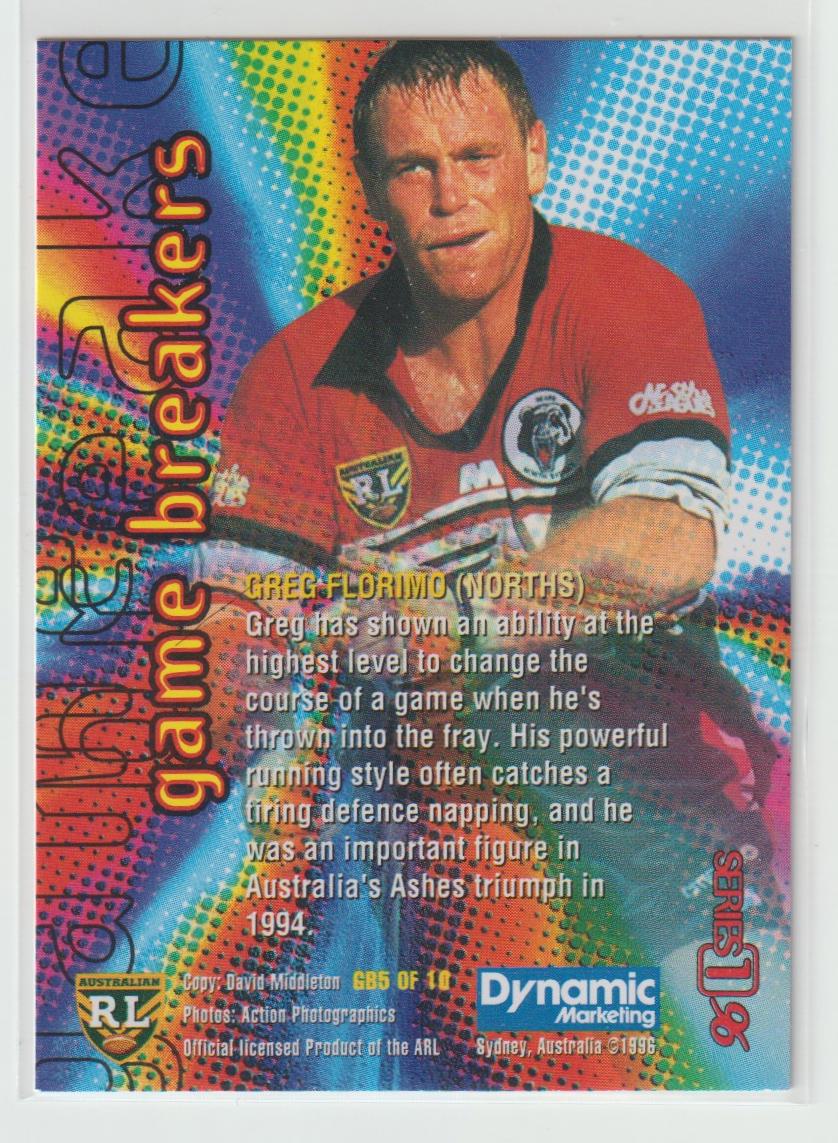 1996 Dynamic Series 1 Game Breakers Complete Set of 10