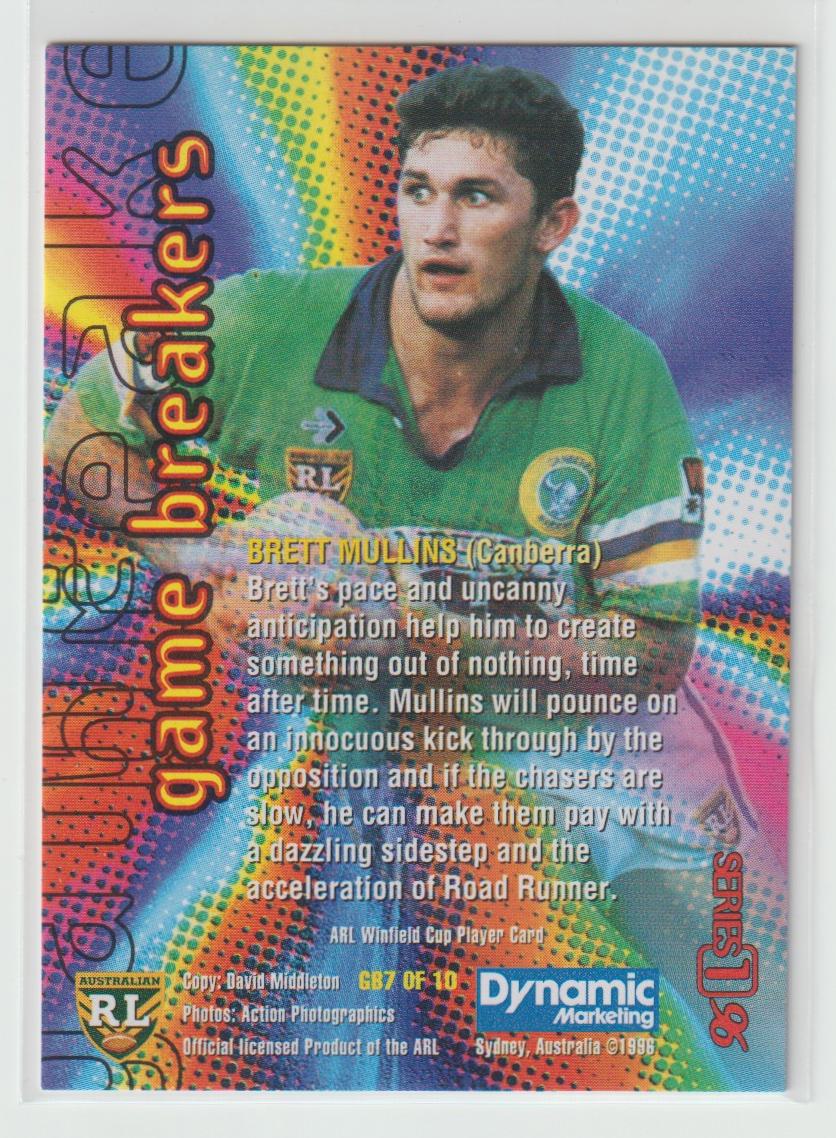 1996 Dynamic Series 1 Game Breakers Complete Set of 10