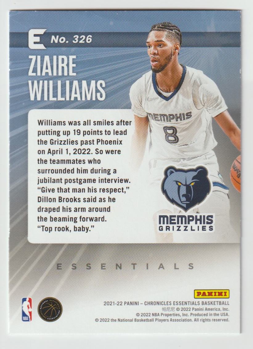 326 Ziaire Williams - Memphis Grizzlies Green