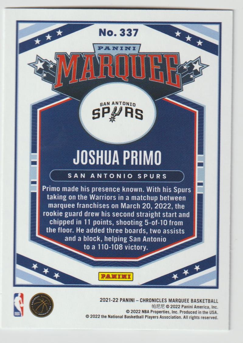 337 Joshua Primo - San Antonio Spurs