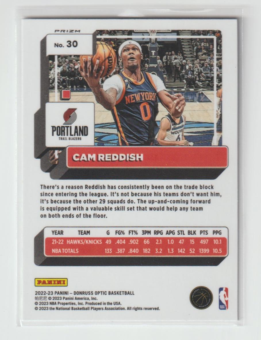 030 Cam Reddish Portland Trail Blazers Purple