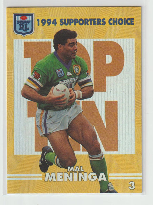 1994 Supporters Choice Top 3 Mal Meninga Canberra Raiders