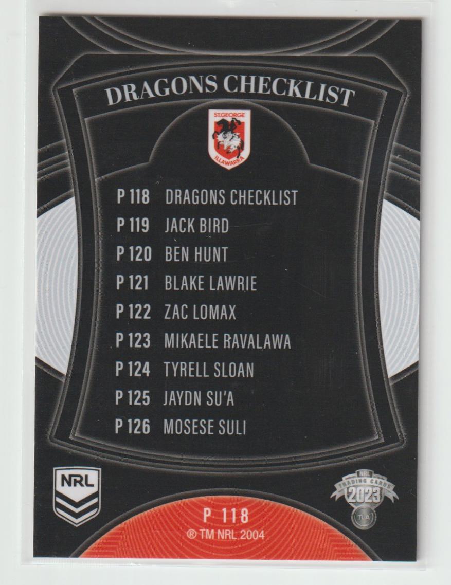 P118 Dragons Checklist St George Illawarra Dragons Silver Special