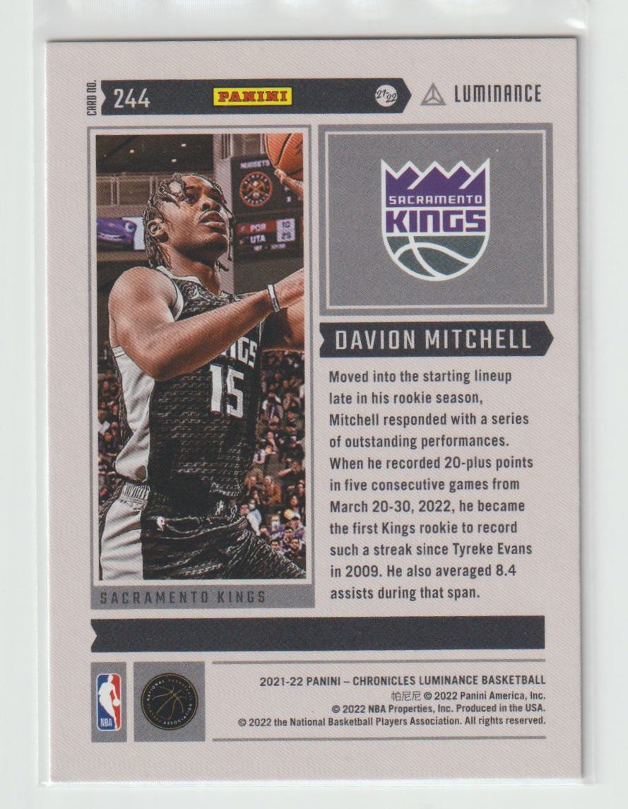 244 Davion Mitchell - Sacramento Kings Pink