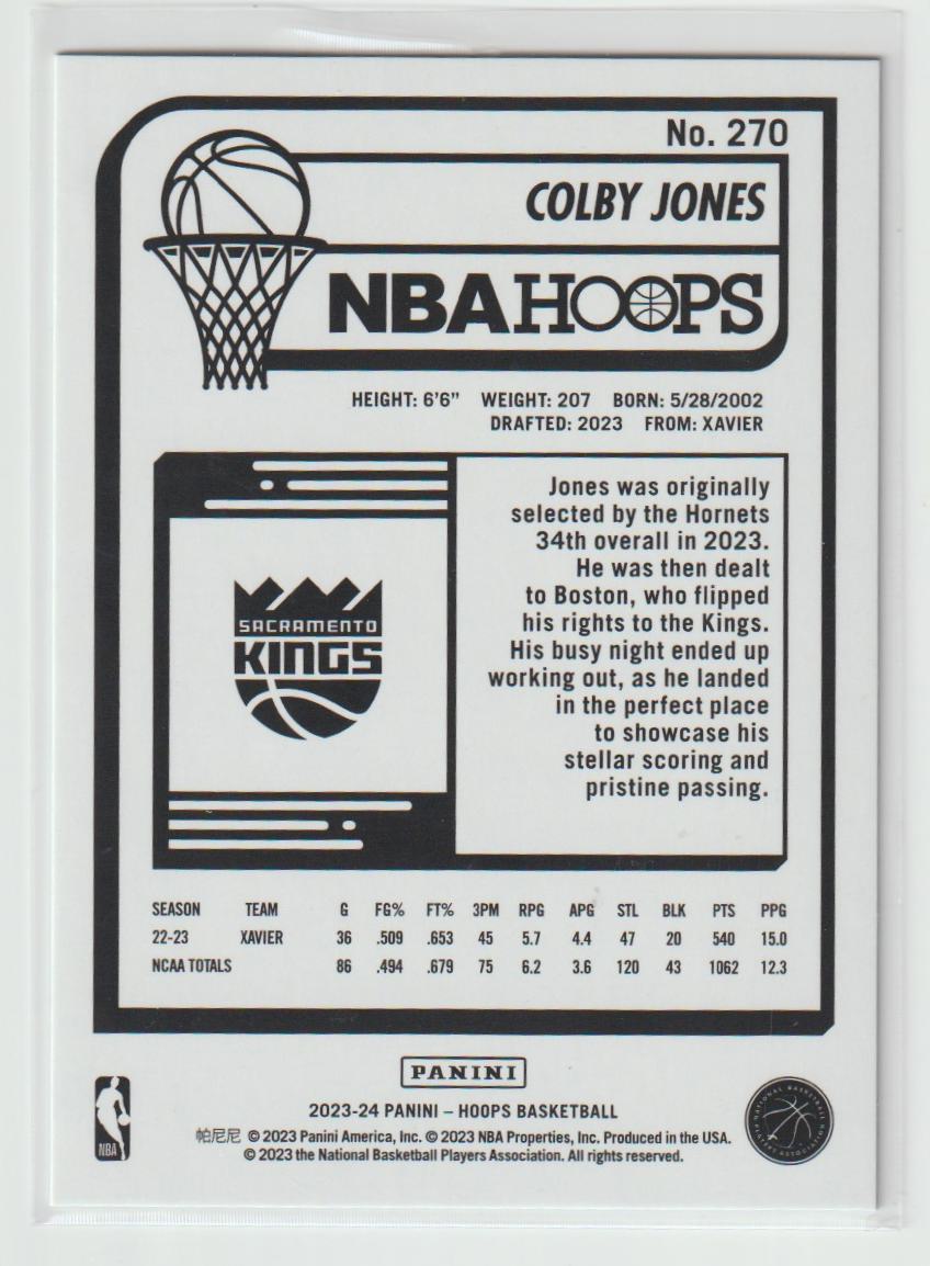 270 Colby Jones - Sacramento Kings Green 63/99