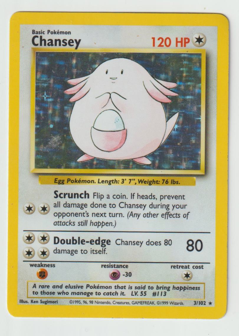 3/102: Chansey – Colorless – Rare Holo