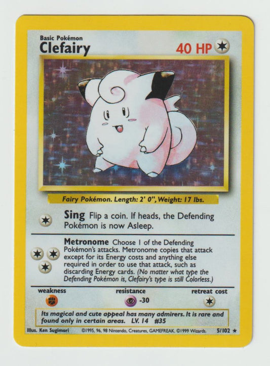 5/102: Clefairy – Colorless – Rare Holo