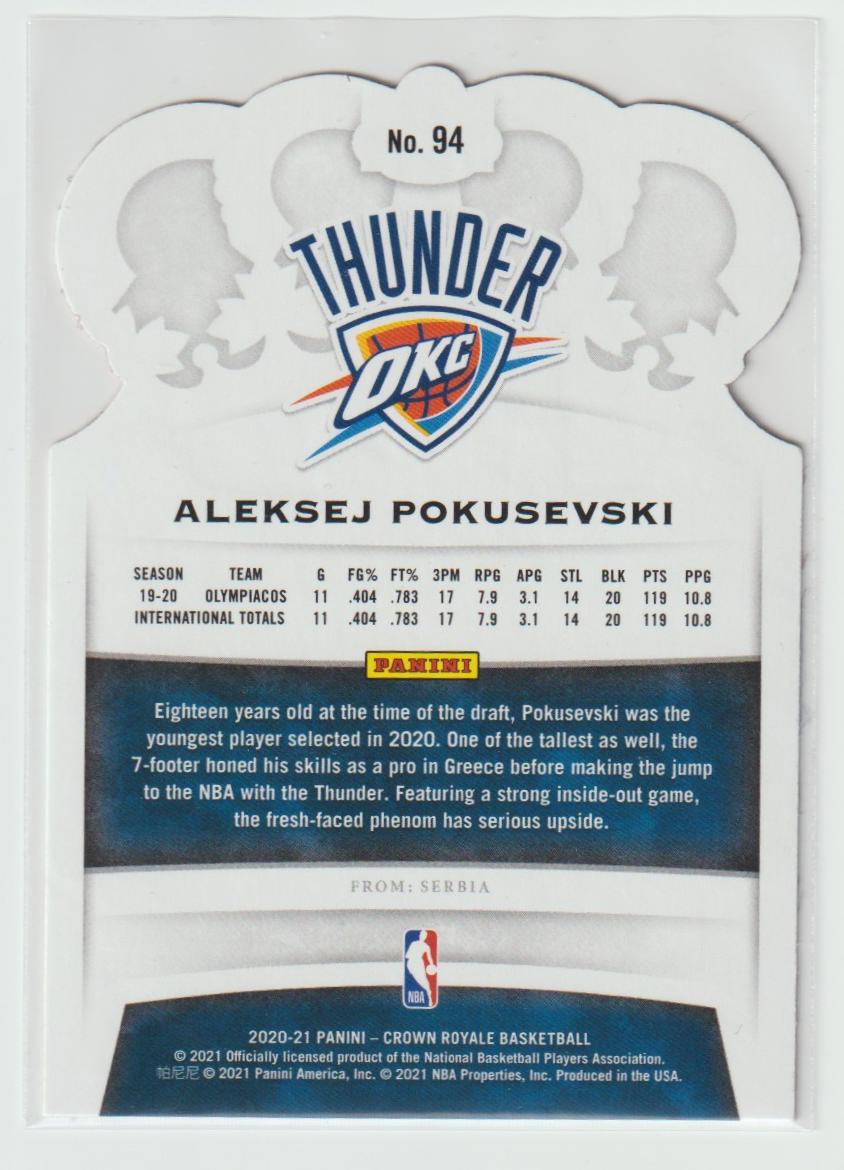 094 Aleksej Pokusevski Oklahoma City Thunder Asia Exclusive Red