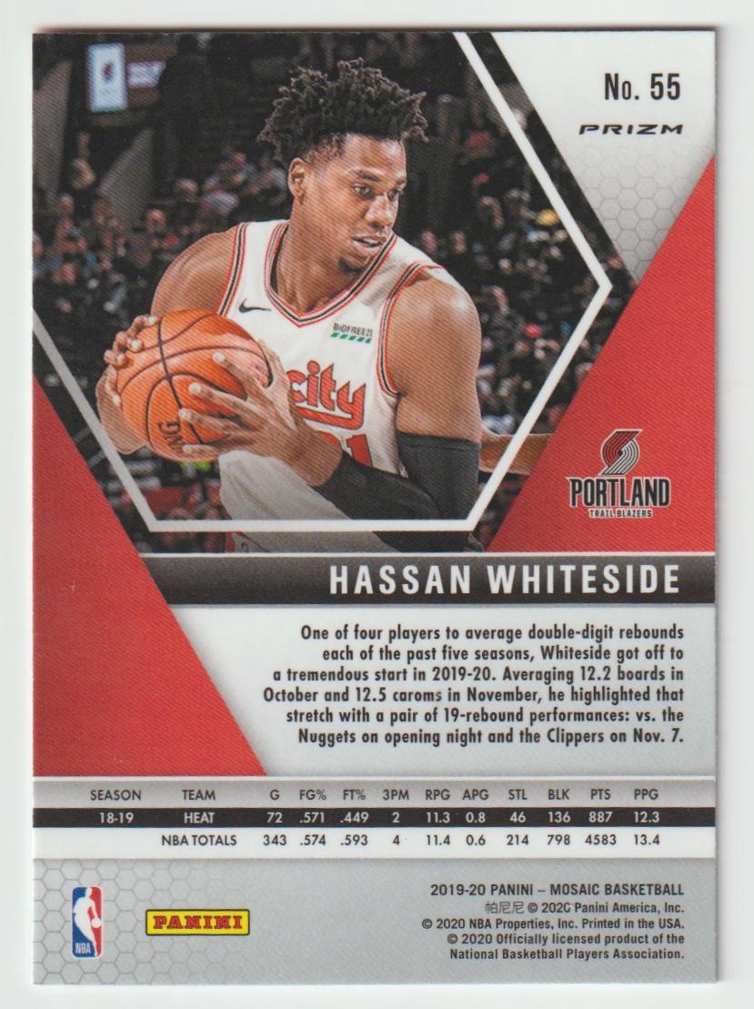 055 Hassan Whiteside - Portland Trail Blazers Camo Pink