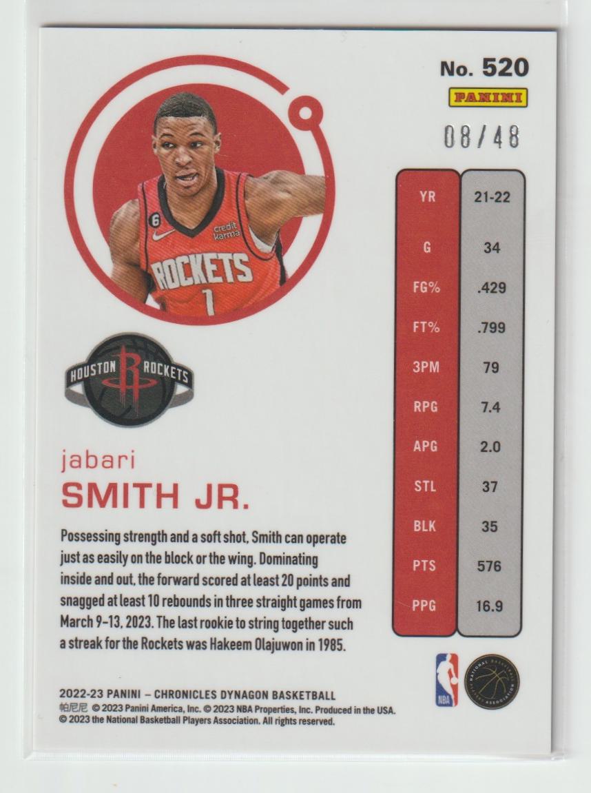 520 Jabari Smith Jr. - Houston Rockets Asia Red 6/48