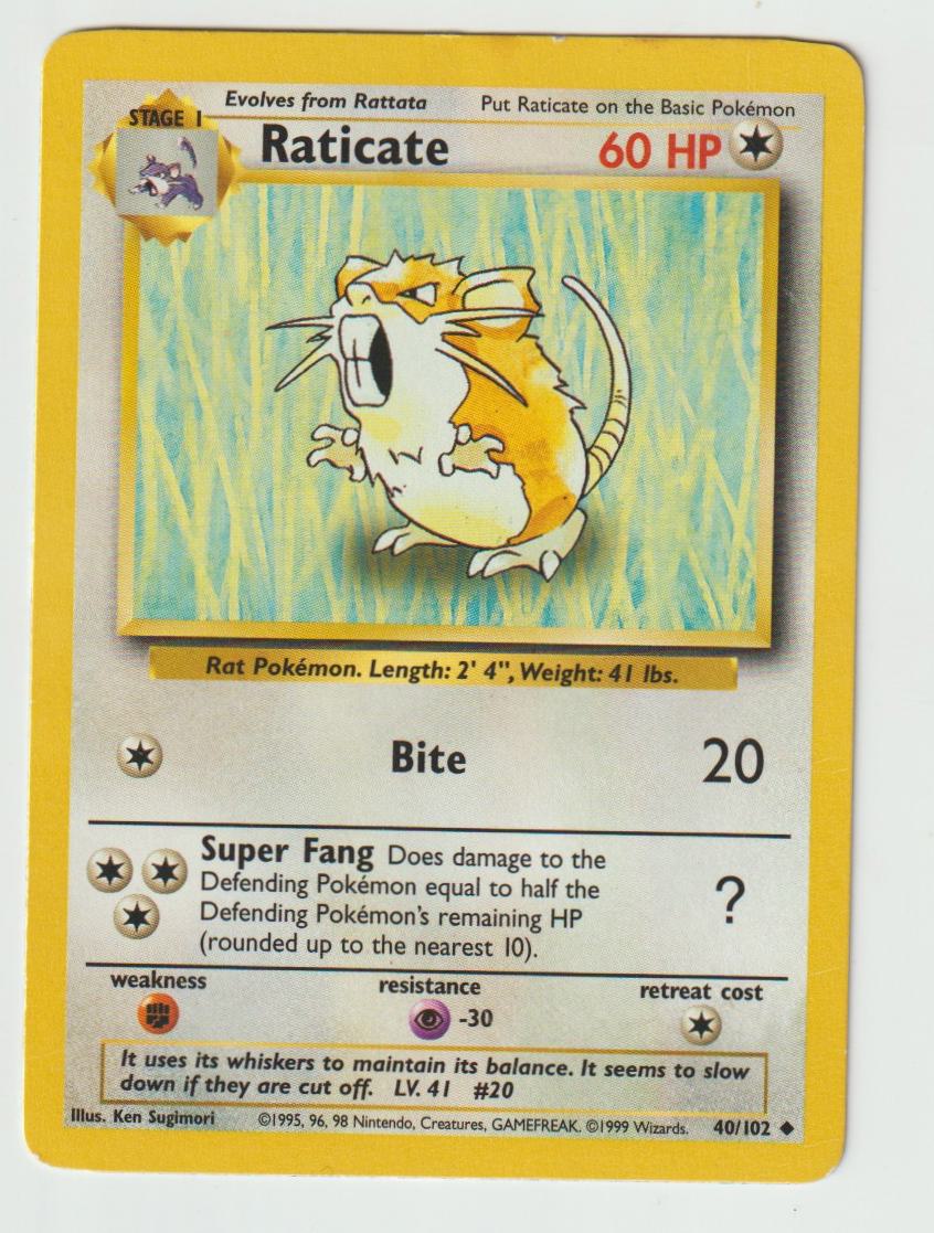 40/102: Raticate – Colorless – Uncommon
