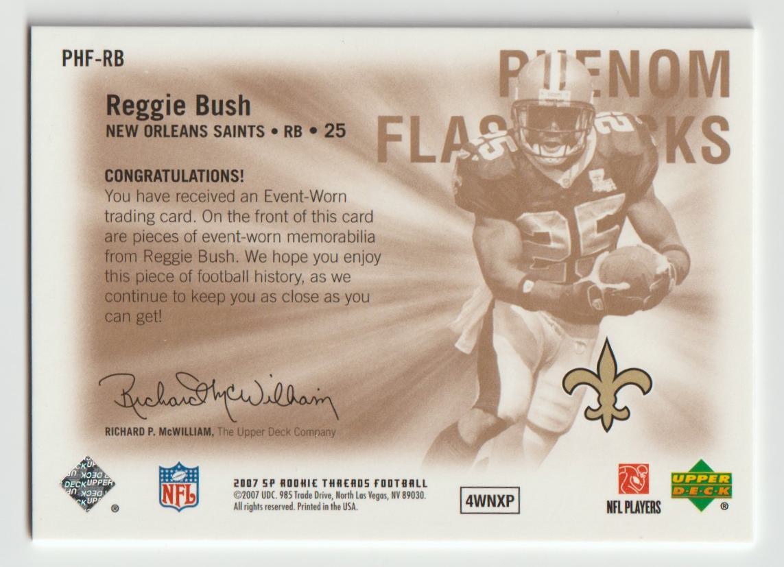 Phenom Flashbacks PHF-RB Reggie Bush New Orleans Saints