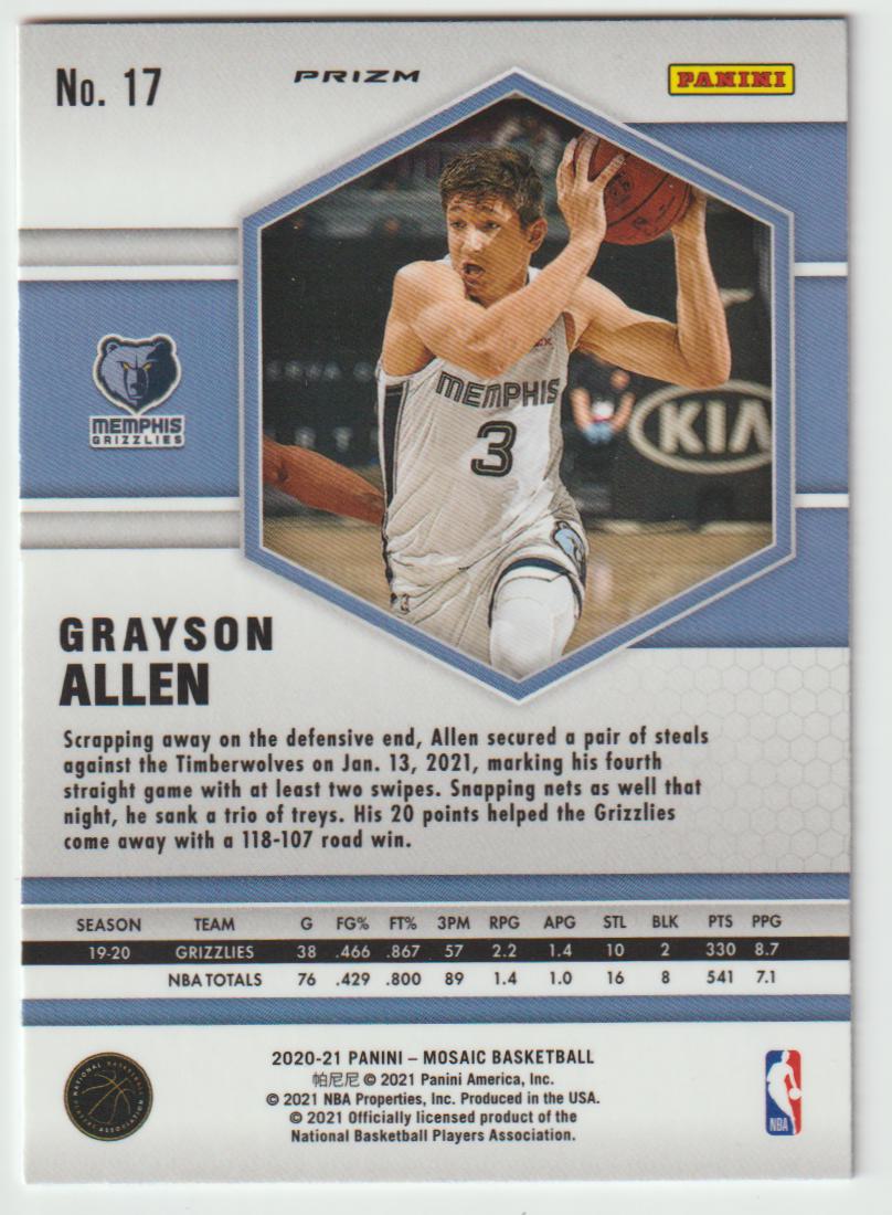 017 Grayson Allen - Memphis Grizzlies Camo Pink