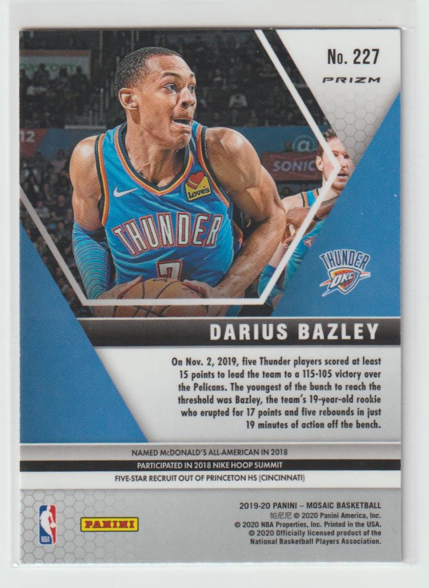 227 Darius Bazley - Oklahoma City Thunder Camo Pink