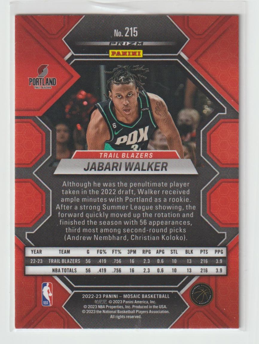 215 Jabari Walker Portland Trail Blazers Green