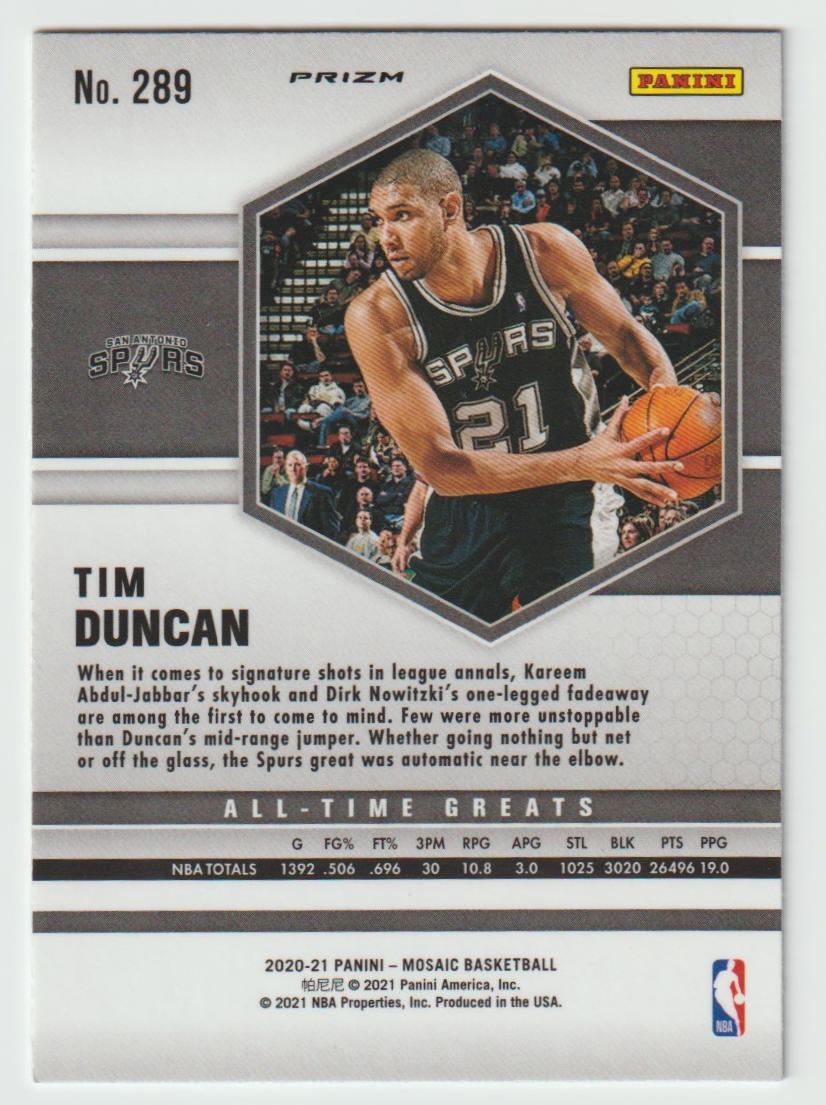 289 Tim Duncan San Antonio Spurs Reactive Yellow