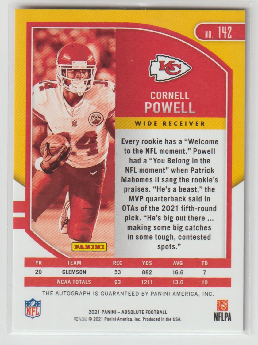 Signature Rookies 142 Cornell Powell - Kansas City Chiefs
