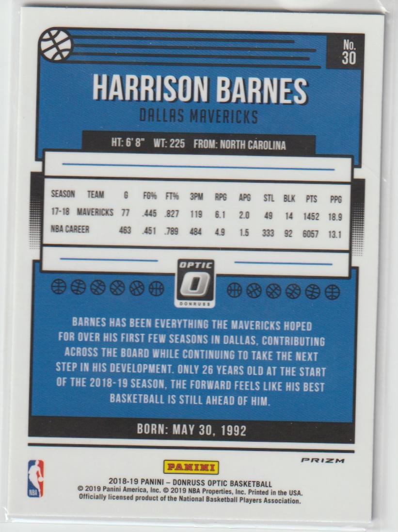 030 Harrison Barnes - Dallas Mavericks Blue Velocity