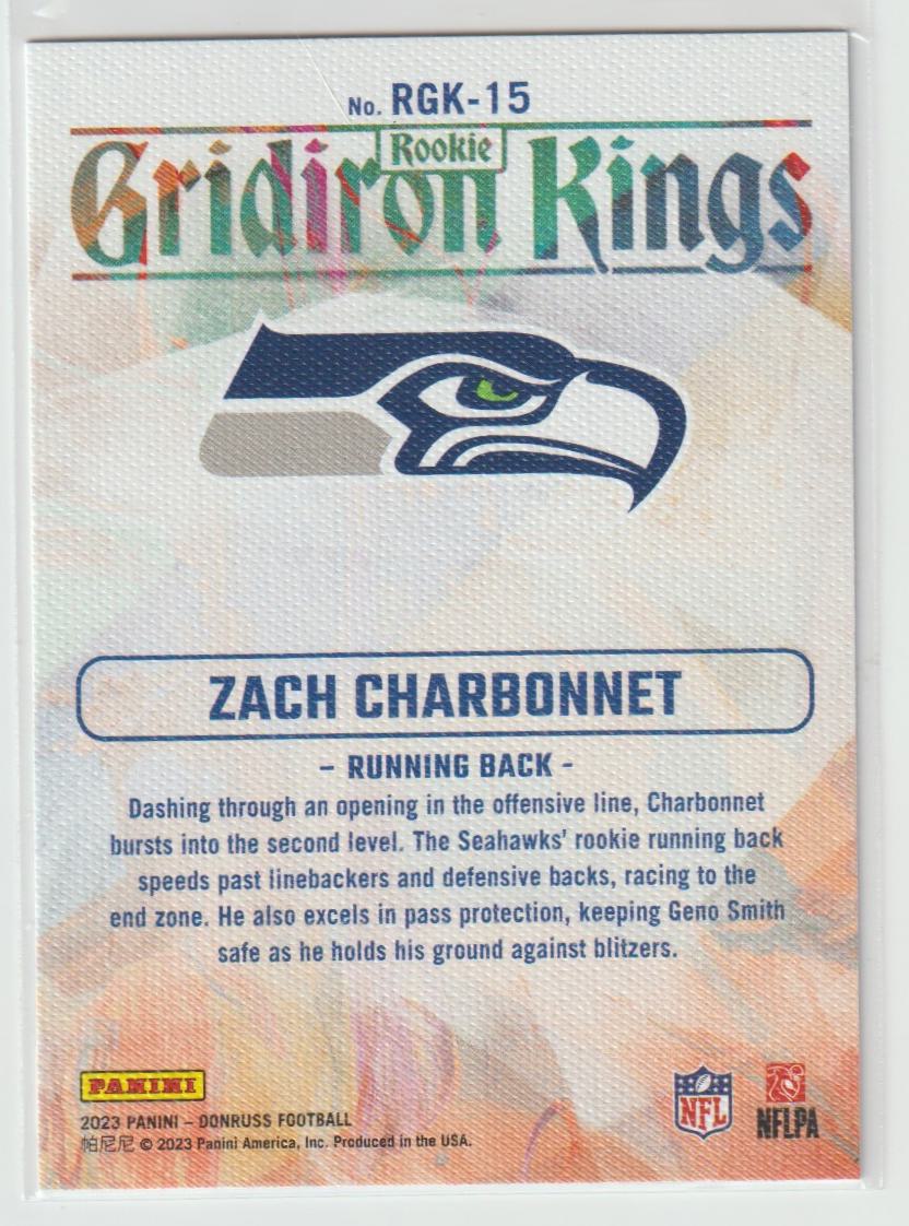 RGK-15 Zach Charbonnet - Seattle Seahawks Rookie Gridiron Kings