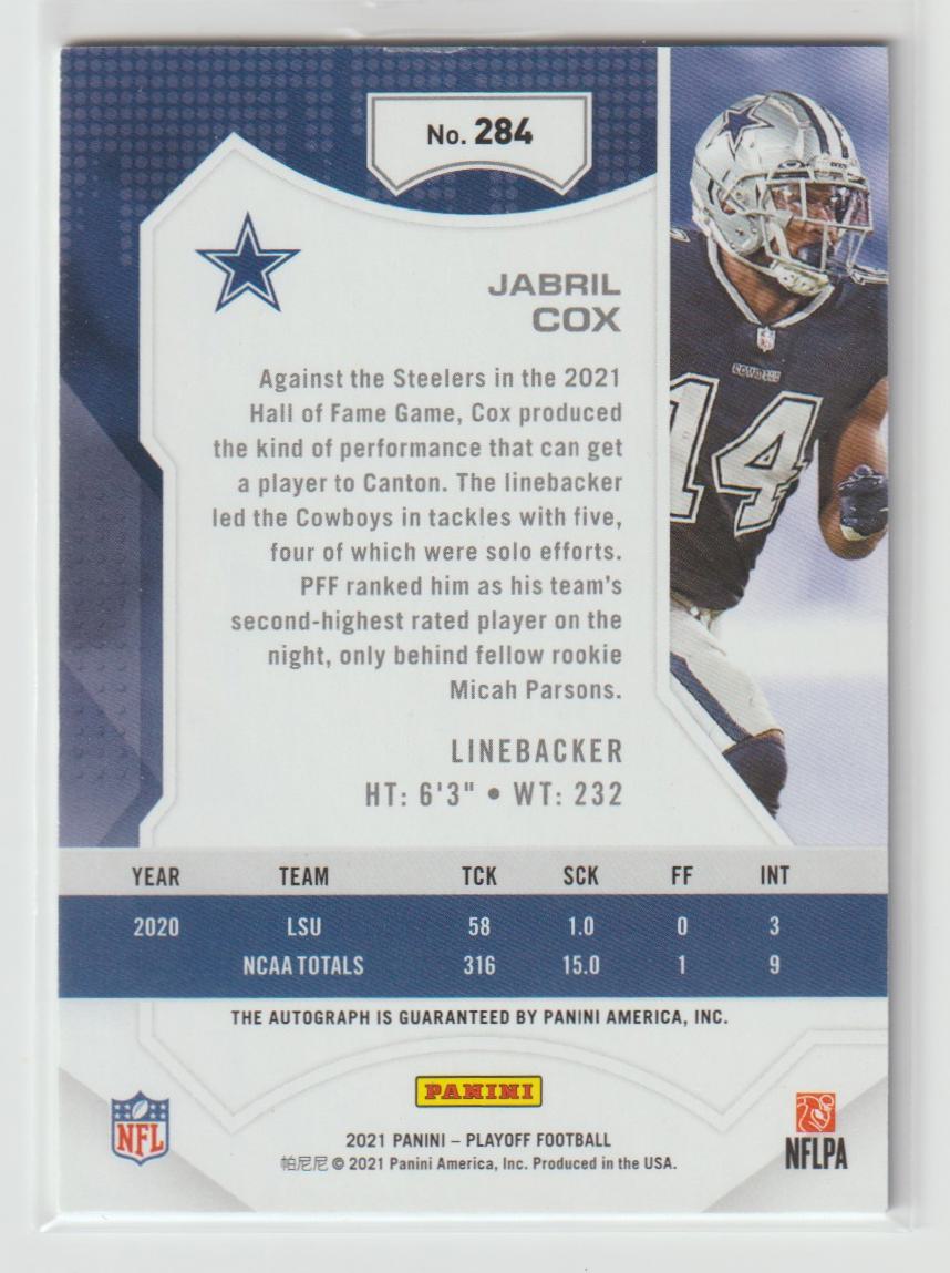 Rookie Autographs 284 Jabril Cox Dallas Cowboys