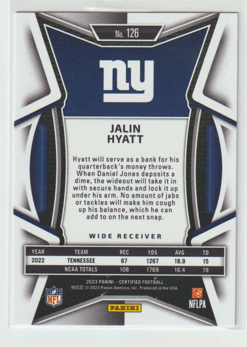 126 Jalin Hyatt - New York Giants Blue 18/75