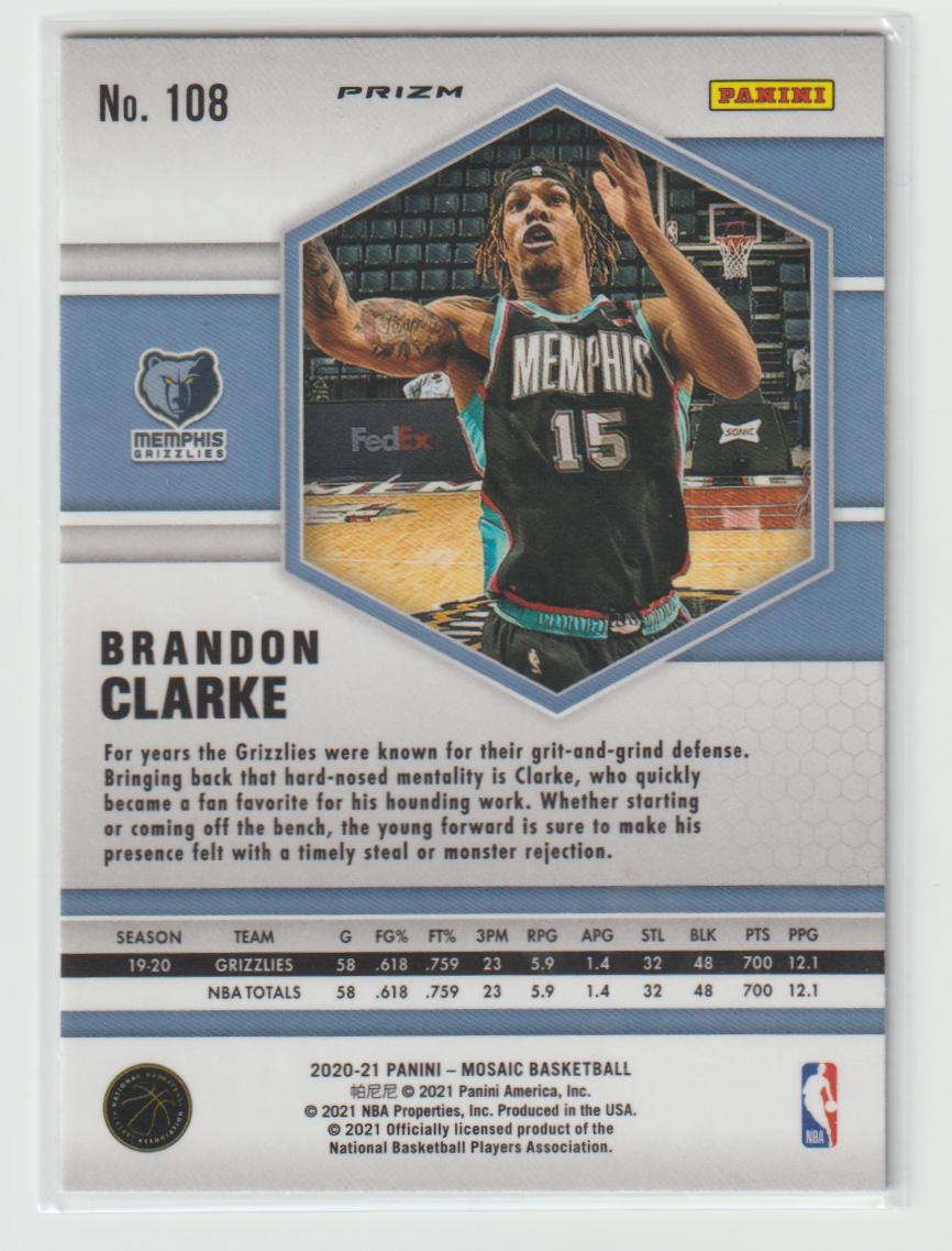 108 Brandon Clarke - Memphis Grizzlies Green