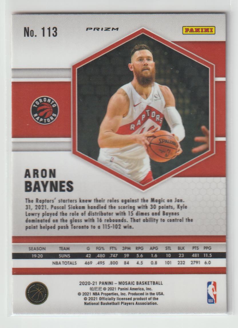 113 Aron Baynes - Toronto Raptors Red Wave