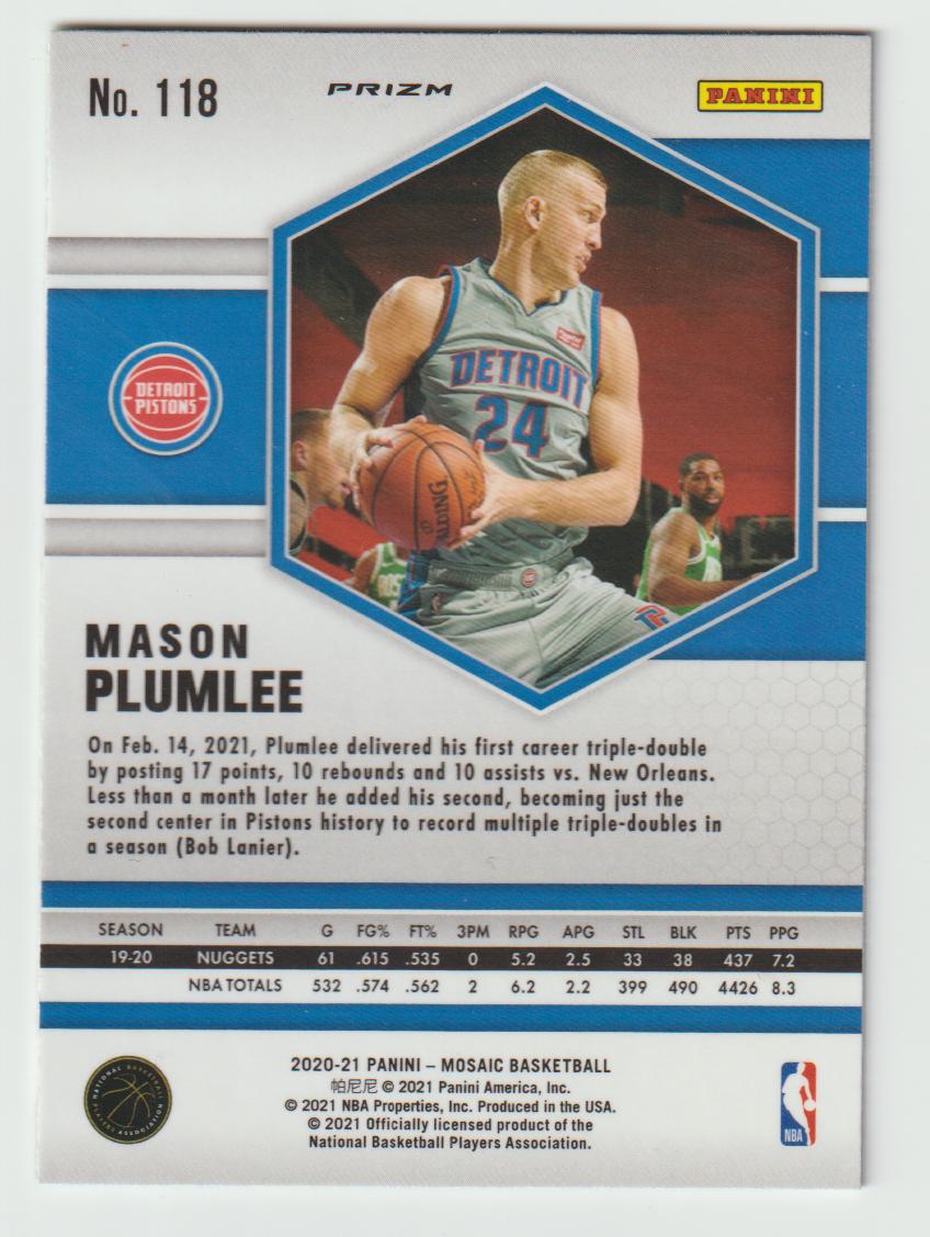 118 Mason Plumlee - Detroit Pistons Camo Pink