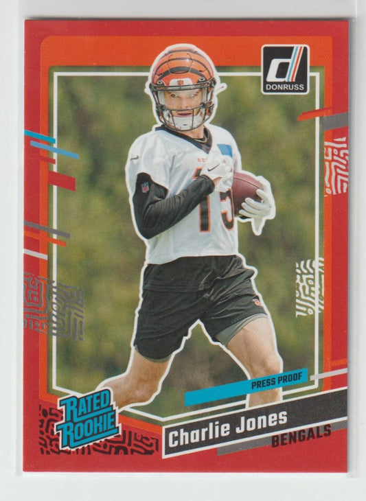 317 Charlie Jones, Cincinnati Bengals Red Press Proof