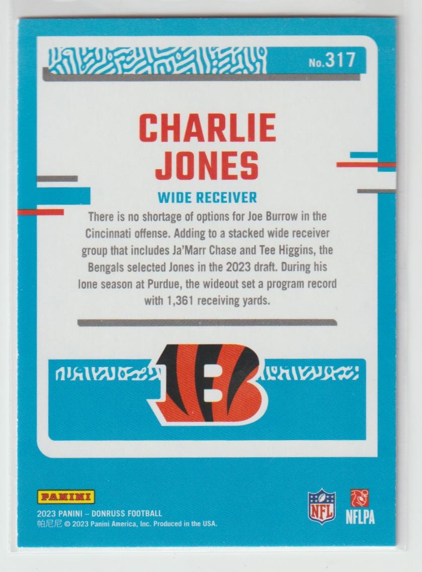 317 Charlie Jones, Cincinnati Bengals Red Press Proof
