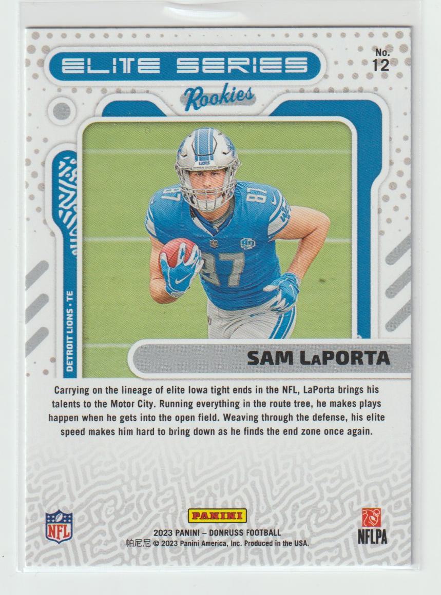 Elite Series Rookie 012 Sam LaPorta, Detroit Lions