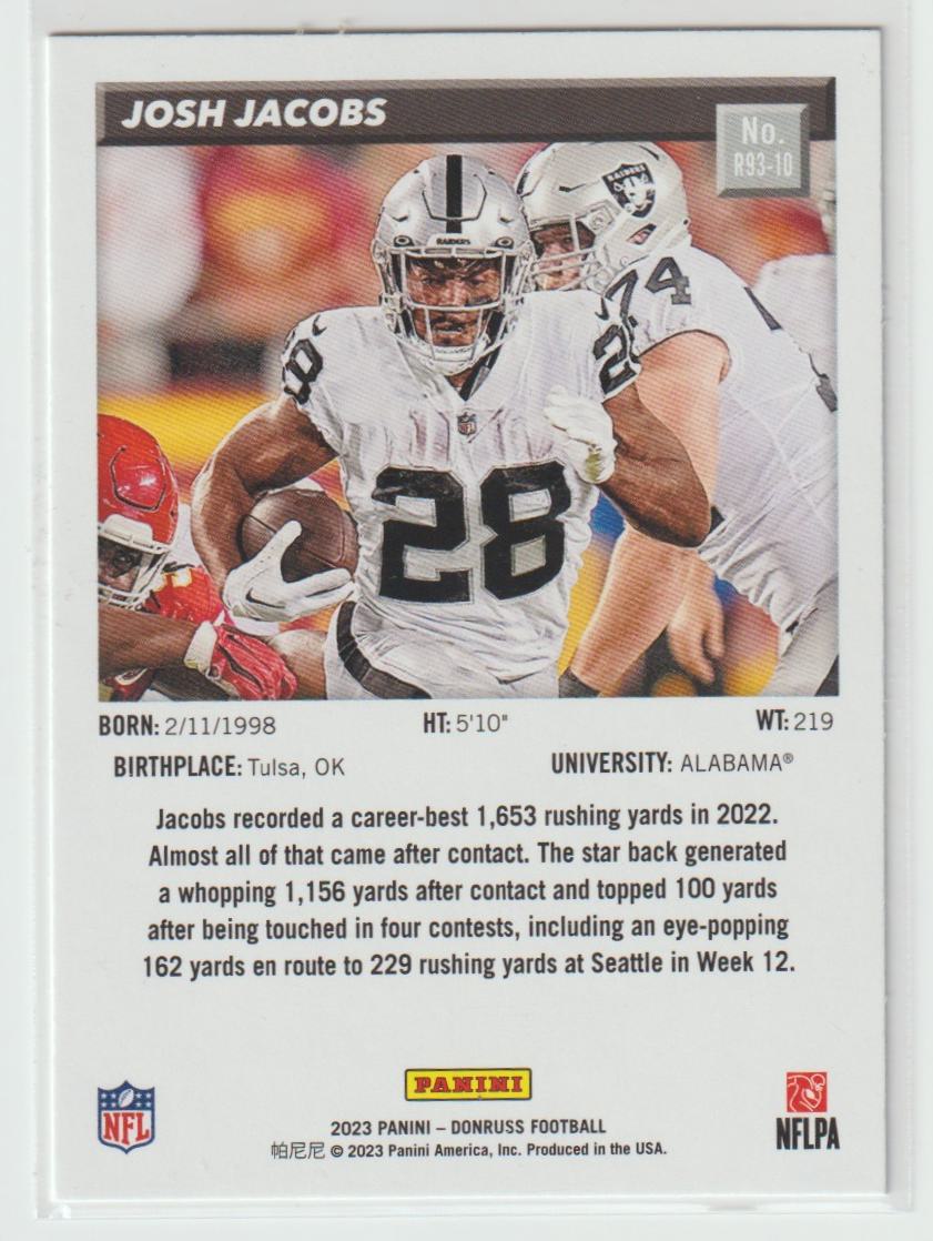 Retro 1993 R93-10 Josh Jacobs, Las Vegas Raiders