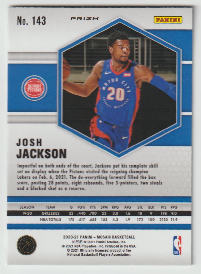 143 Josh Jackson - Detroit Pistons Green