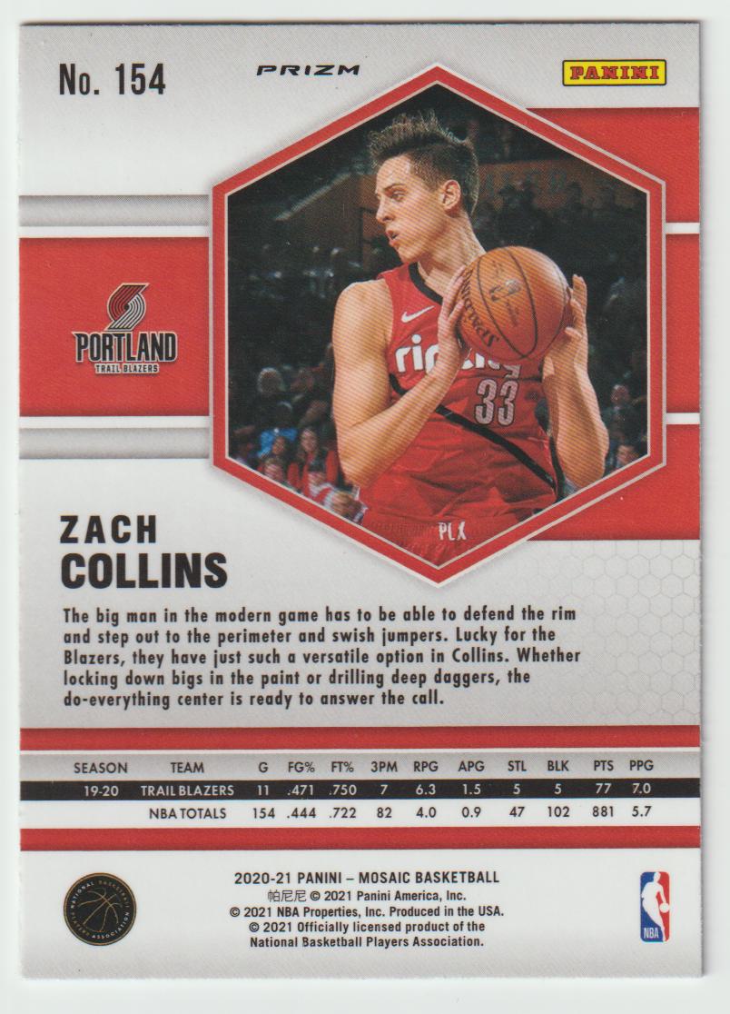 154 Zach Collins - Portland Trail Blazers Green