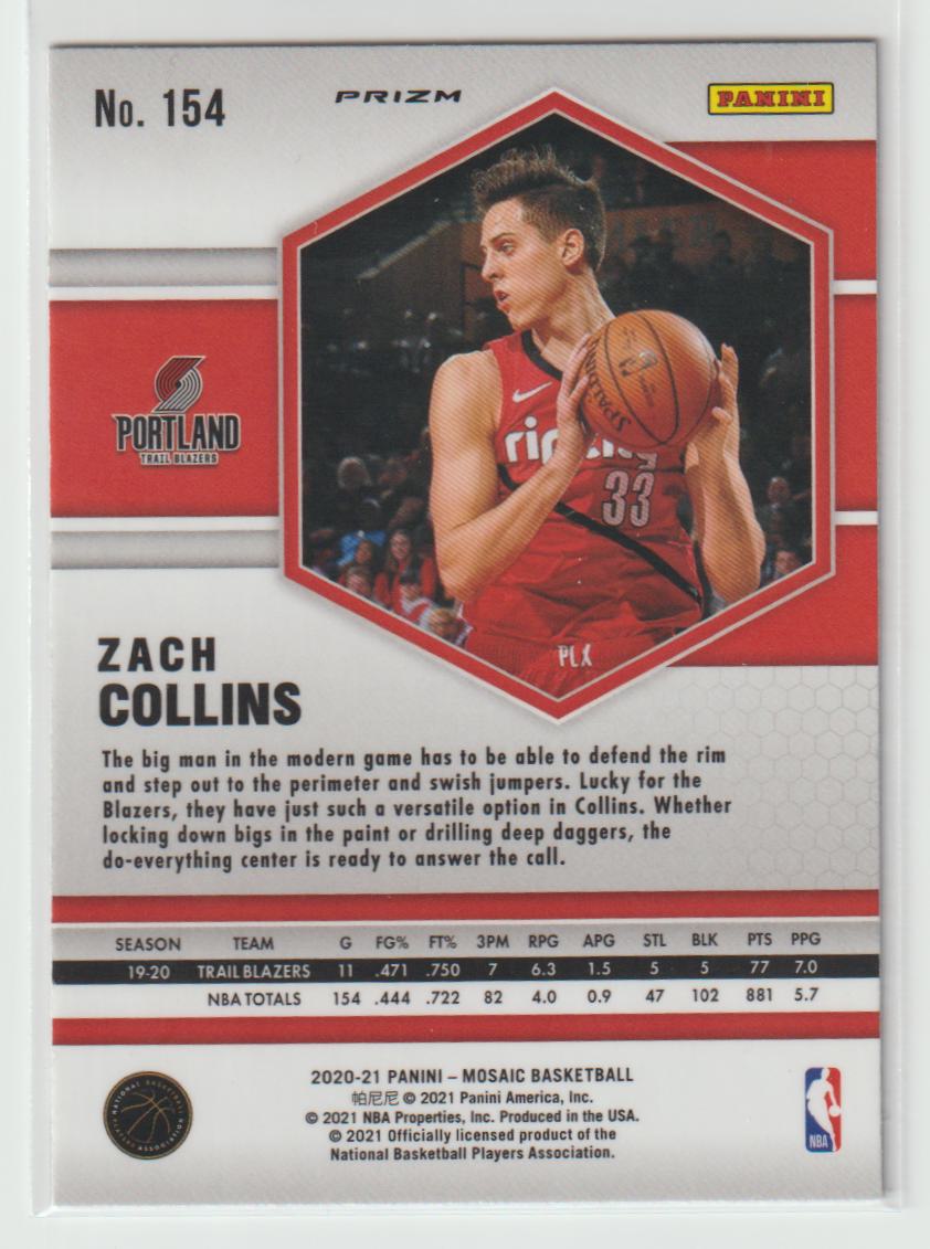 154 Zach Collins - Portland Trail Blazers Silver