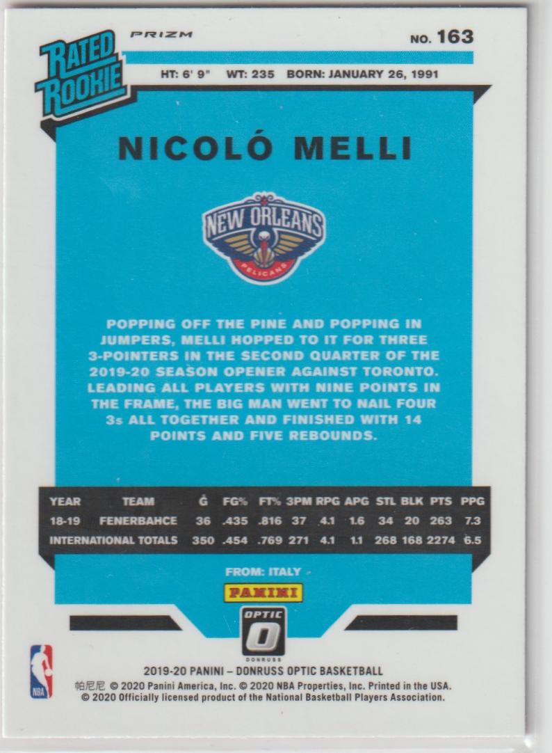 163 Nicolo Melli - New Orleans Pelicans Hyper Pink Prizm