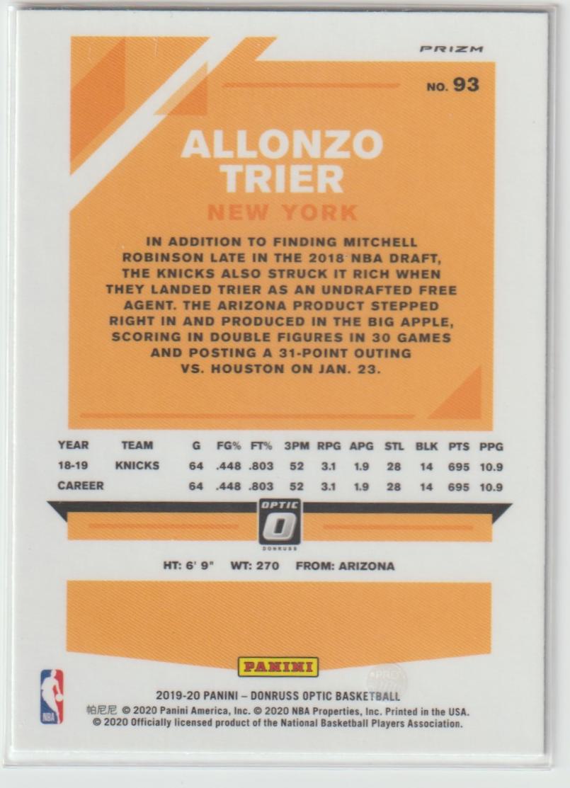 093 Allonzo Trier - New York Knicks Purple