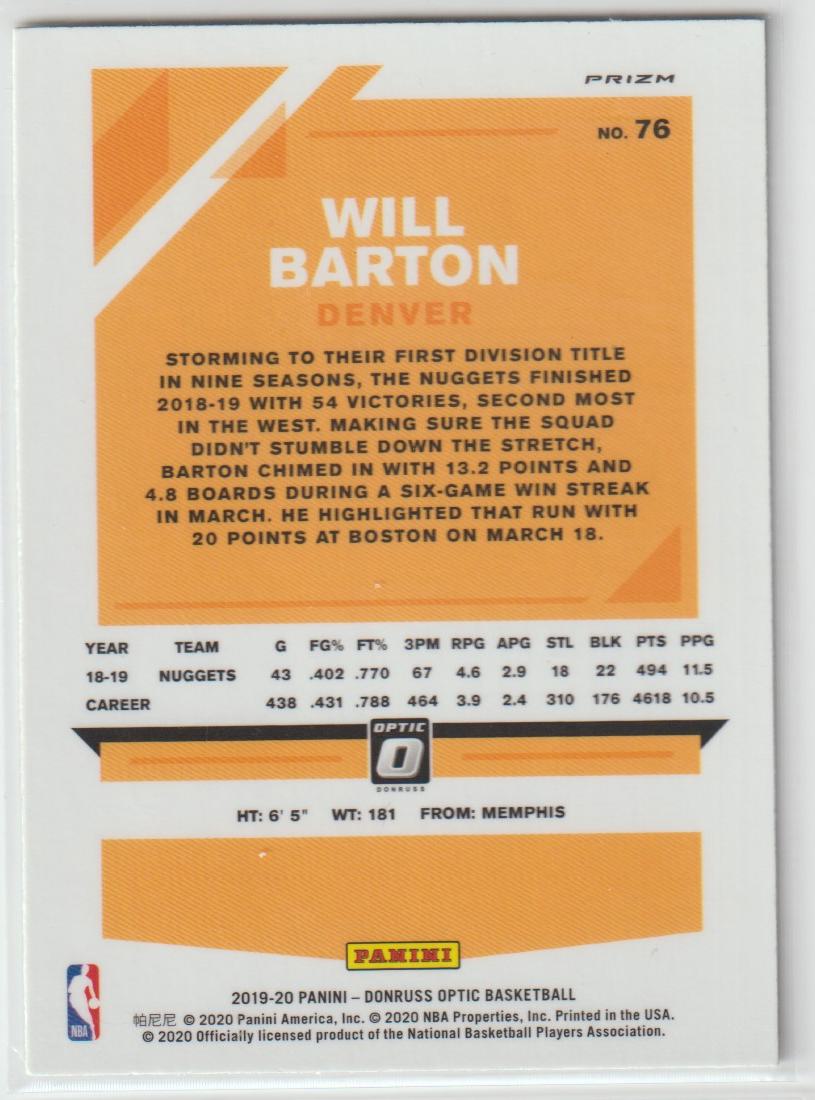 076 Will Barton - Denver Nuggets Holo