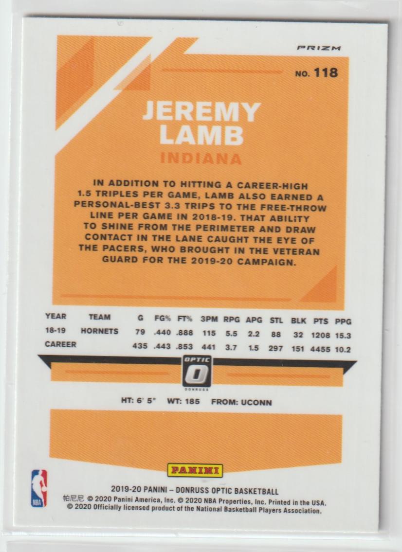 118 Jeremy Lamb - Indiana Pacers Holo