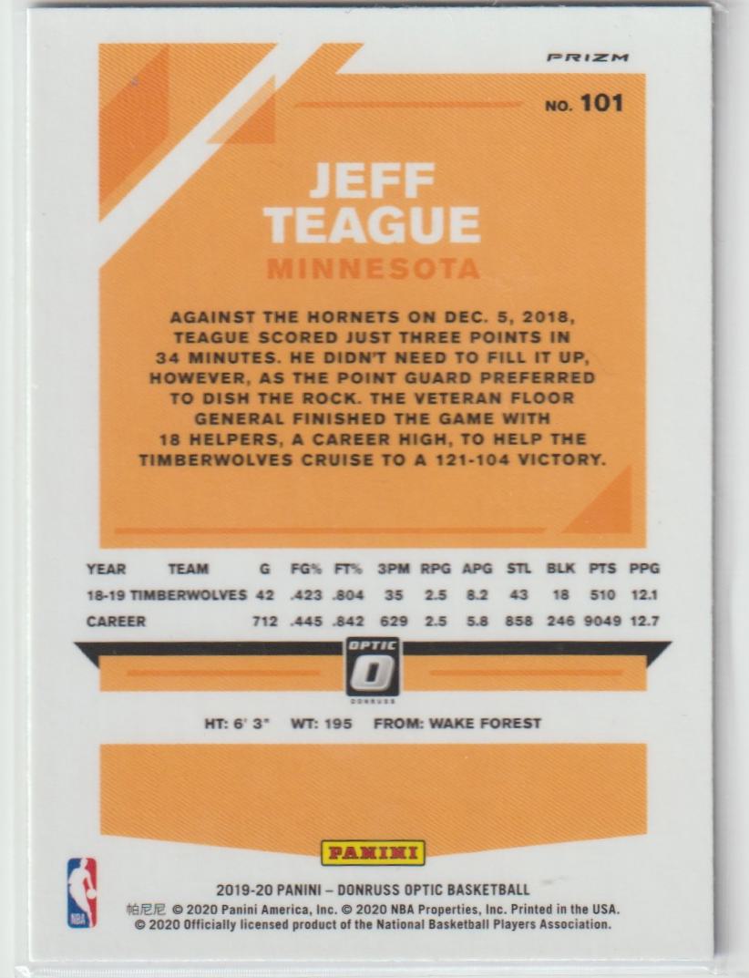 101 Jeff Teague - Minnesota Timberwolves Blue Velocity