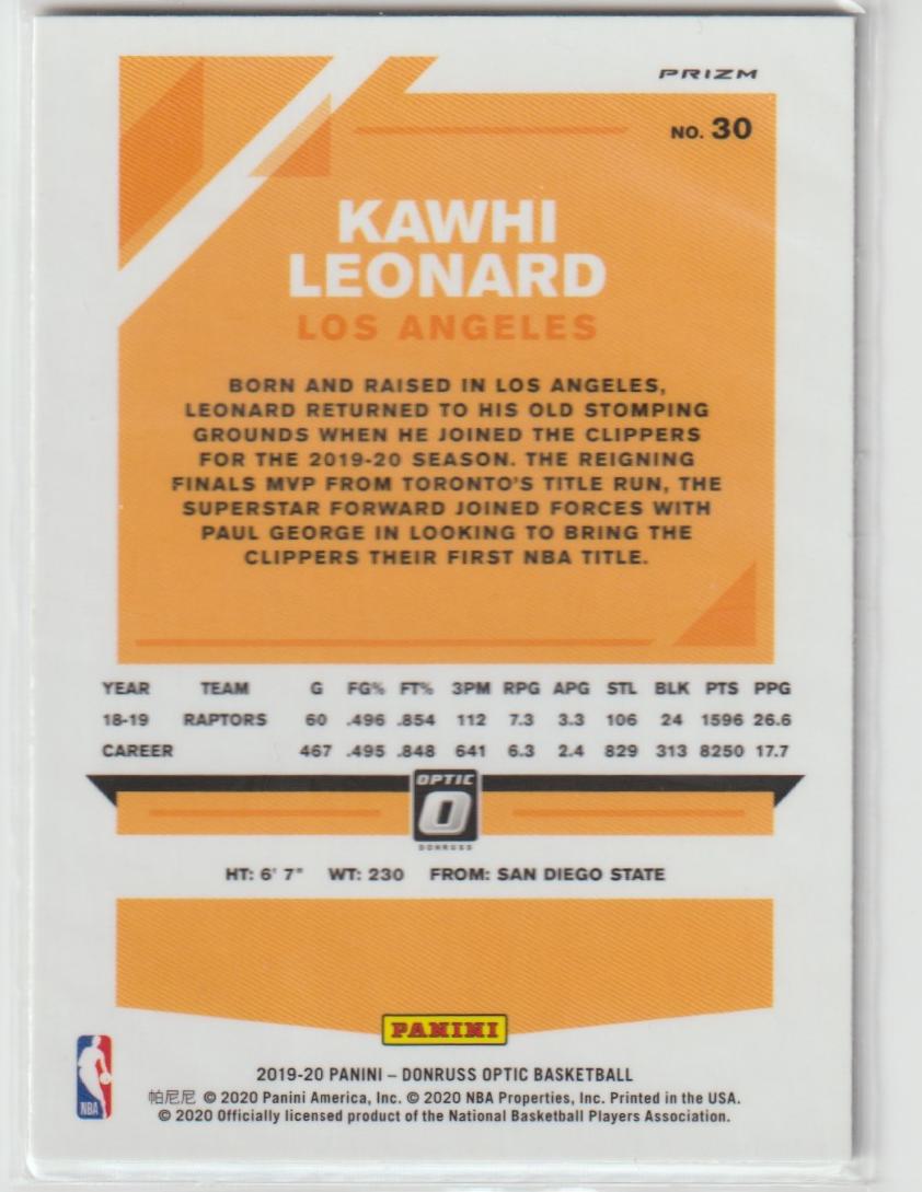 030 Kawhi Leonard - Los Angeles Clippers Fanatics Wave Prizm