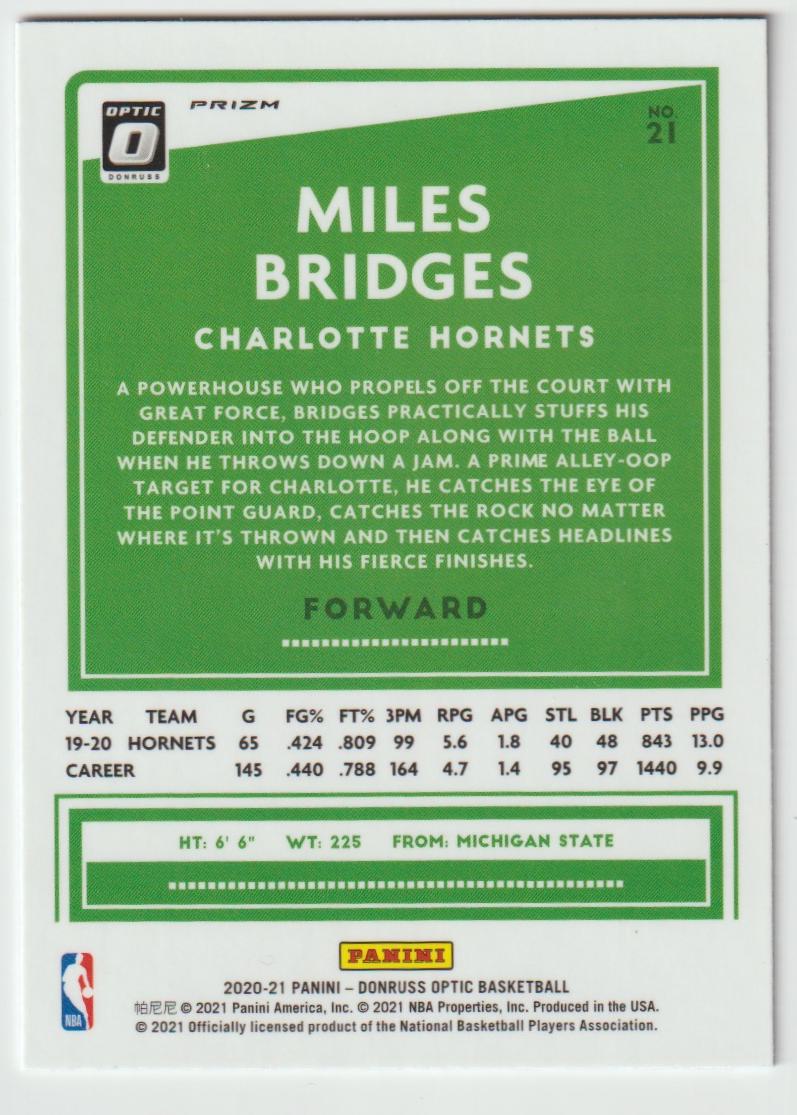 021 Miles Bridges - Charlotte Hornets Purple