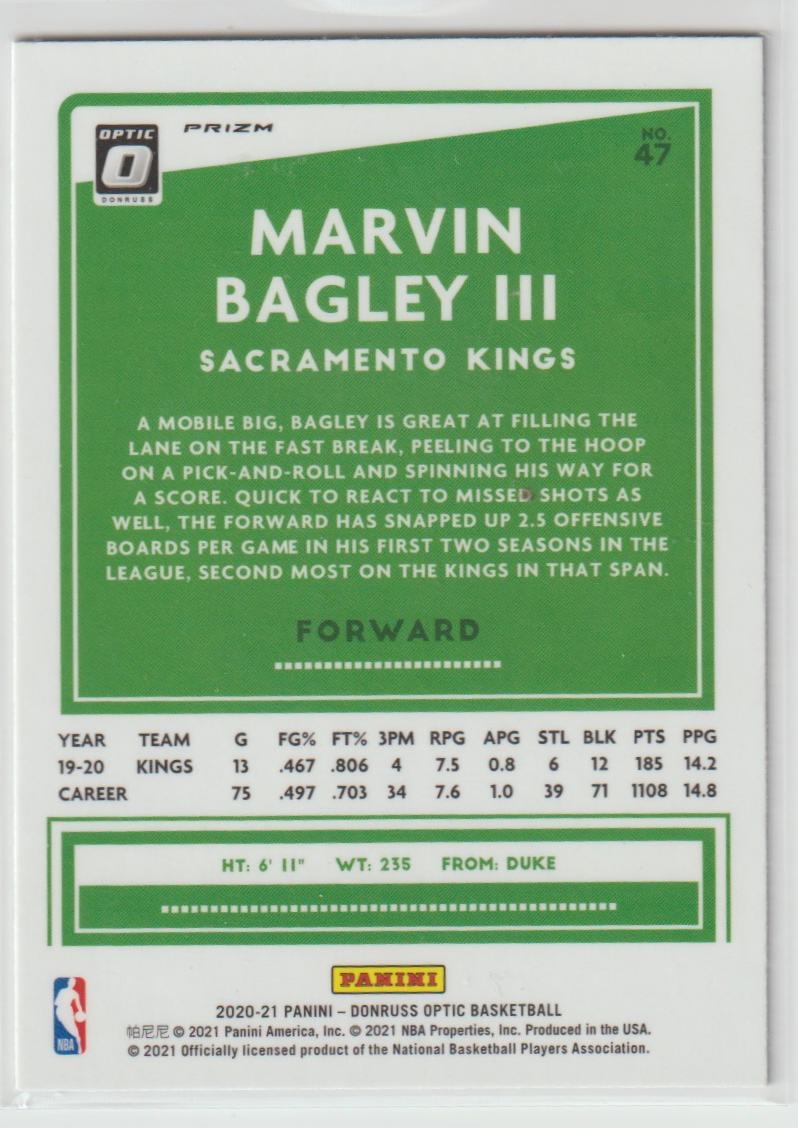 047 Marvin Bagley III - Sacramento Kings Purple