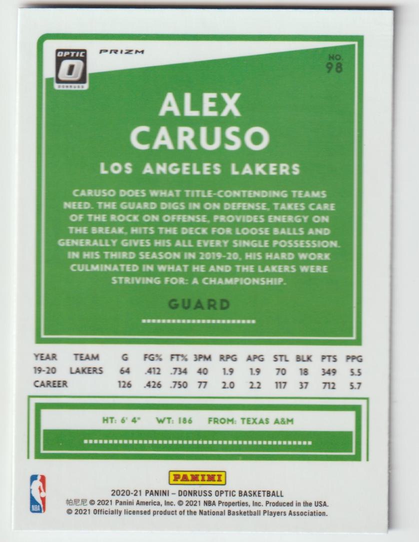 098 Alex Caruso - Los Angeles Lakers Purple