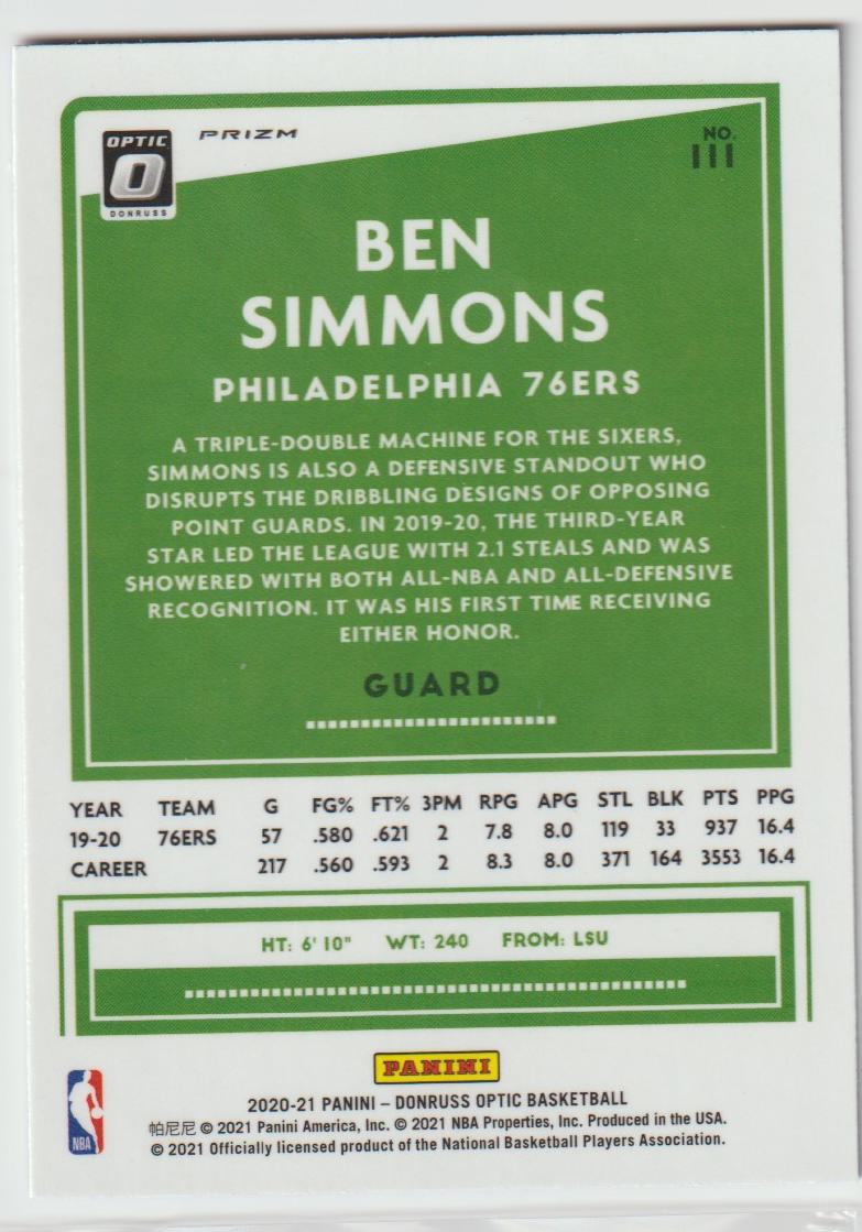 111 Ben Simmons - Philadelphia 76ers Purple